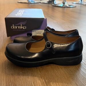 Dansko “Diana” Black Leather Mary Jane Mules